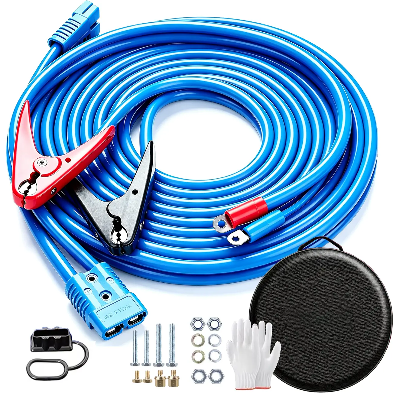 1-Gauge 30ft Jumper Cables, 800A Heavy-Duty Automotive Quick Connect Booster Cables with Carry Bag