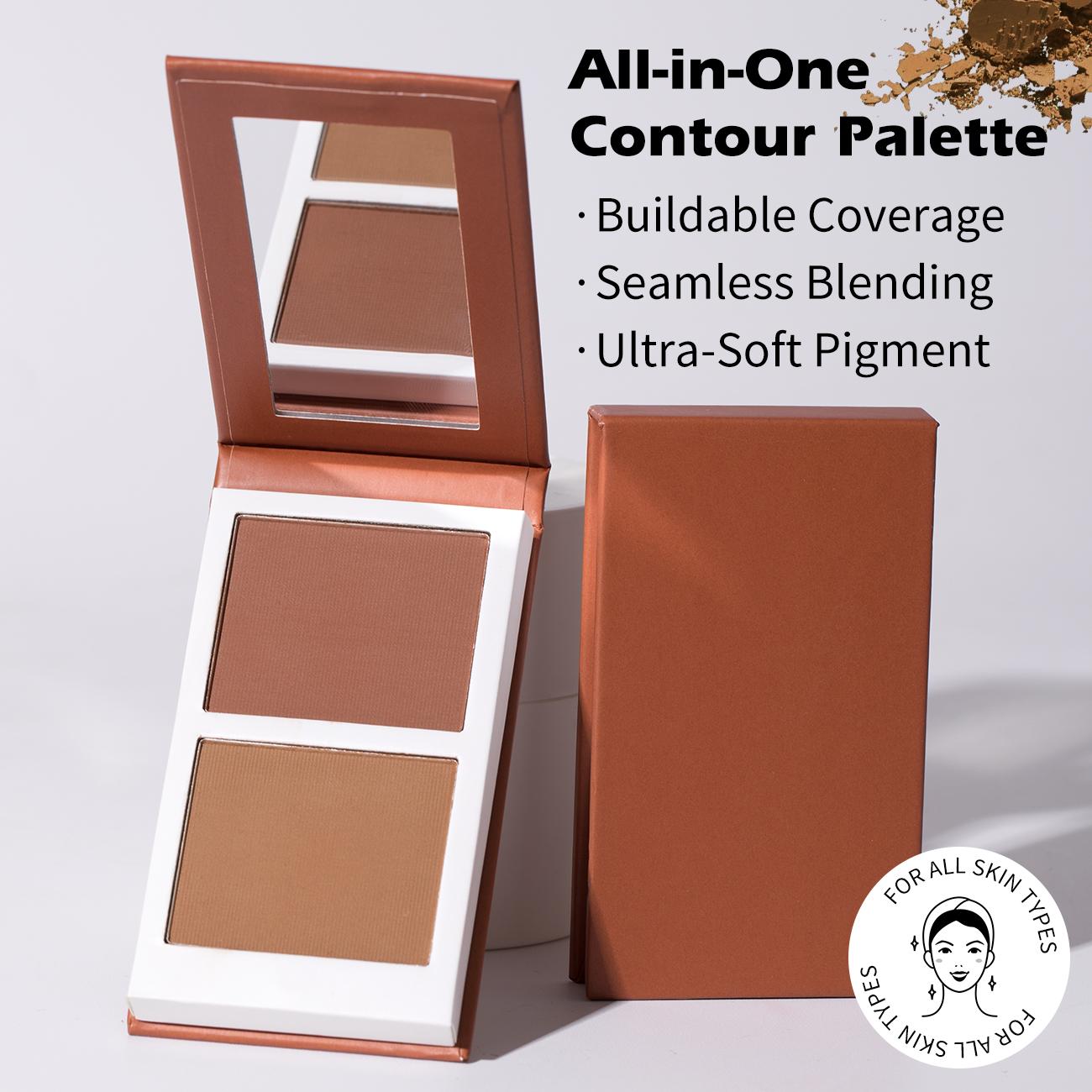 2 Color Contouring Palette, 1 Count Long-lasting Matte Bronzer Palette, Cheek Contour Press Powder, Makeup Gift for Women, Daily Makeup, Matte Buildable Contour, Contour Powders