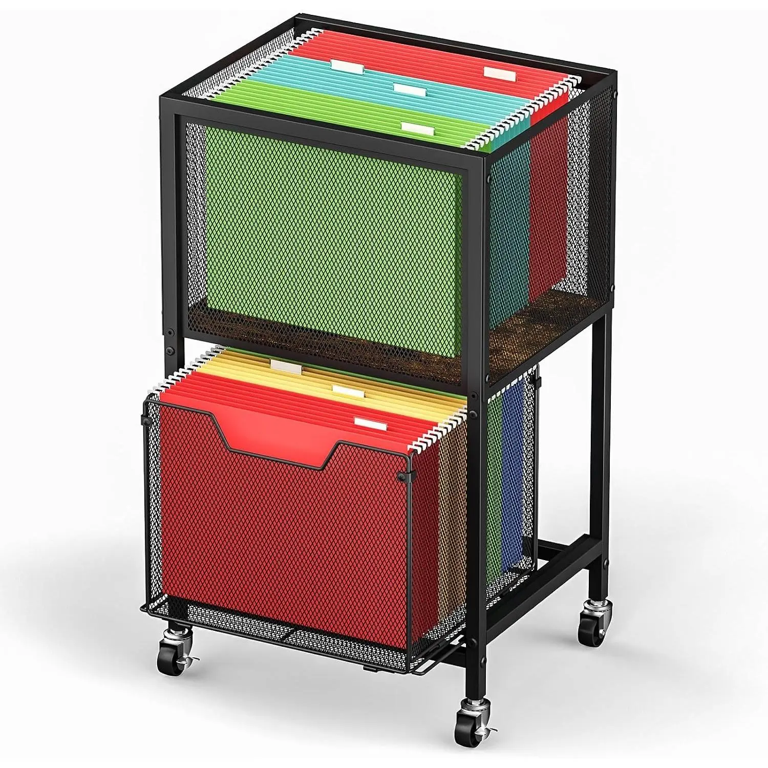 Rolling File Cart, Mobile File Cabinet with Wheels Hanging Files, Hanging File Organizer Fit Letter/Legal Size Beside Under Desk for Office, Home（Patent Pending）