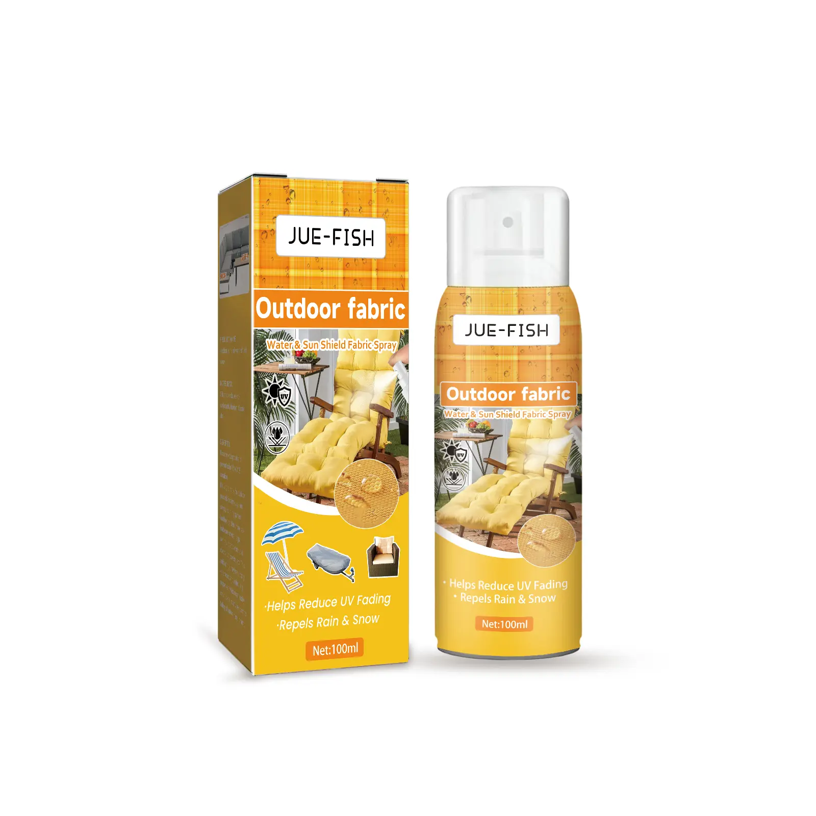 Jue-Fish 100ml Silicone Fabric Spray, Home Care Waterproof Protection Solution, Outdoor Equipment & Household Cleaner, Summer Cooling Refresher, Fabric Protection