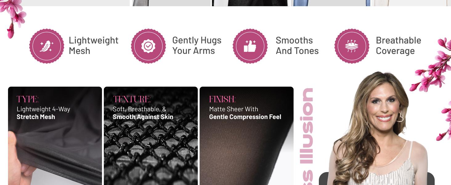 Women’s 3/4 Length Slip-On Mesh Sleeves – Sheer Reversible Arm Cover Up, Cooling Shrug Bolero for Dresses