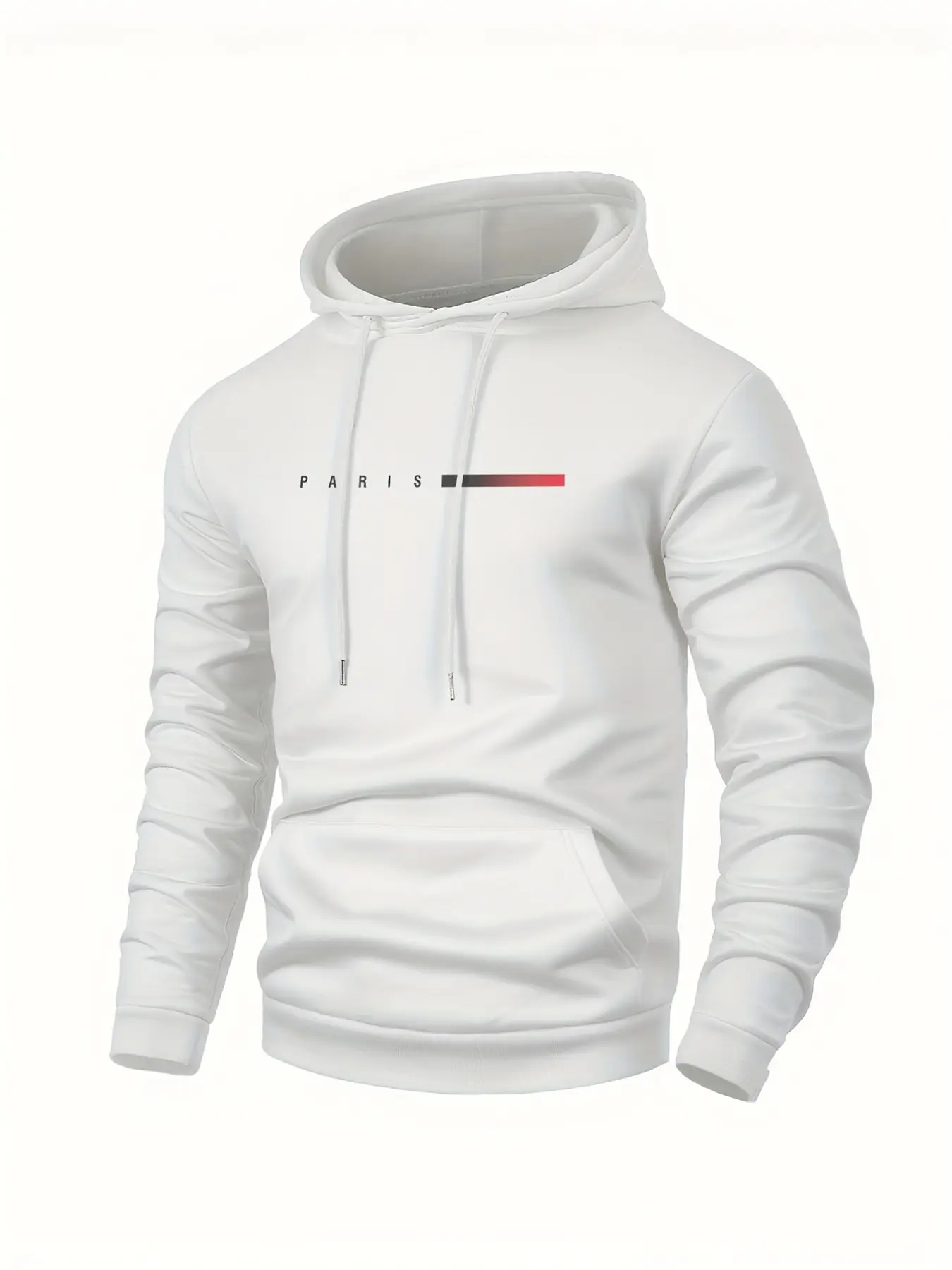 Men's Hooded Sweatshirt with Paris Letter Pattern, and, Regular Fit, Slight Stretch, Ideal for Outdoor and Casual Wear