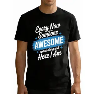 Women's Casual Short-Sleeve Pullover T-Shirt, Standard Size Slim-Fit Seasonal Top with Loose Fashionable Patterns, Suitable for Outdoor Wear (Featuring "Once Upon A Time Now And Then Someone Awesome Came Along" Design)