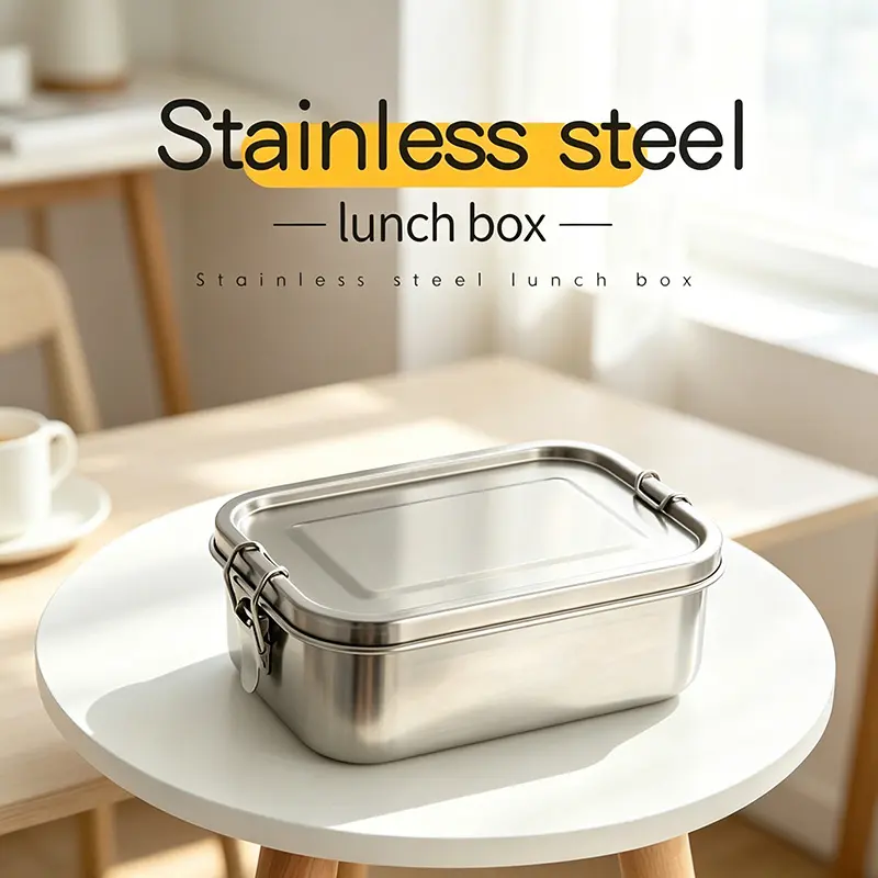 304 Stainless Steel Insulated Lunch Box - Lightweight Portable Square Bento Box with Sealed Lid, Oven & Fridge Safe Meal Prep Container for Students, Office, Travel - Durable Healthy Meal Design