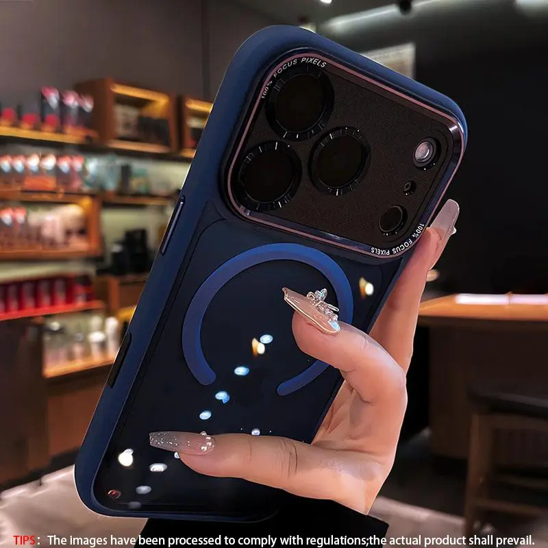 Translucent Metal Lens Frame, Shockproof Smartphone Case Protective Shell, Protective Smartphone Casing, Shockproof Protective Covers for iPhone 17 Pro Max, 17 Pro, 17, 16 Pro Max, 16 Pro, 15 Pro Max, 15 Pro, Acrylic Hard Case Cover