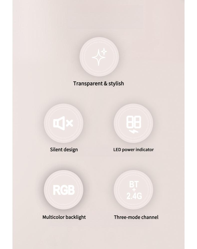 Bluetooth Wireless Transparent Optical Mouse – Silent Mouse for iPad, Laptop, and PC Office Use