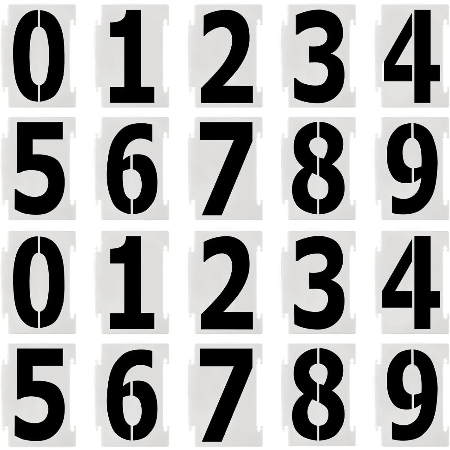 4 Inch Curb Number Stencils 20Pcs 0-9 Address Curb Stencil Kit Reusable Plastic Interlocking Stencils for Painting Address on Wall Wood Road Mailbox