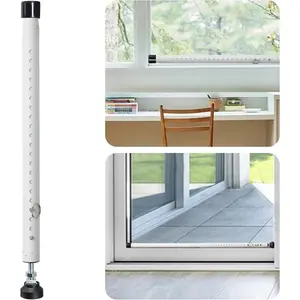 18"-50" Adjustable Sliding Door Security Bar, Heavy Duty Door Jammer Window Security Lock Bar with Rubber Tips for Home Apartment Travel Patio Indoor Security, White