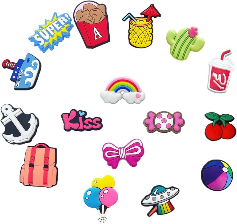 35,50 Pcs Random PVC Shoe Charms,Garden Shoes Cute Shoe Charms Wristband Bracelet Decoration with Different Designs Shape for Girls,Boys and Adult Party Gift Footwear Bedroom Dragon Star Wing Kindle Charms Set