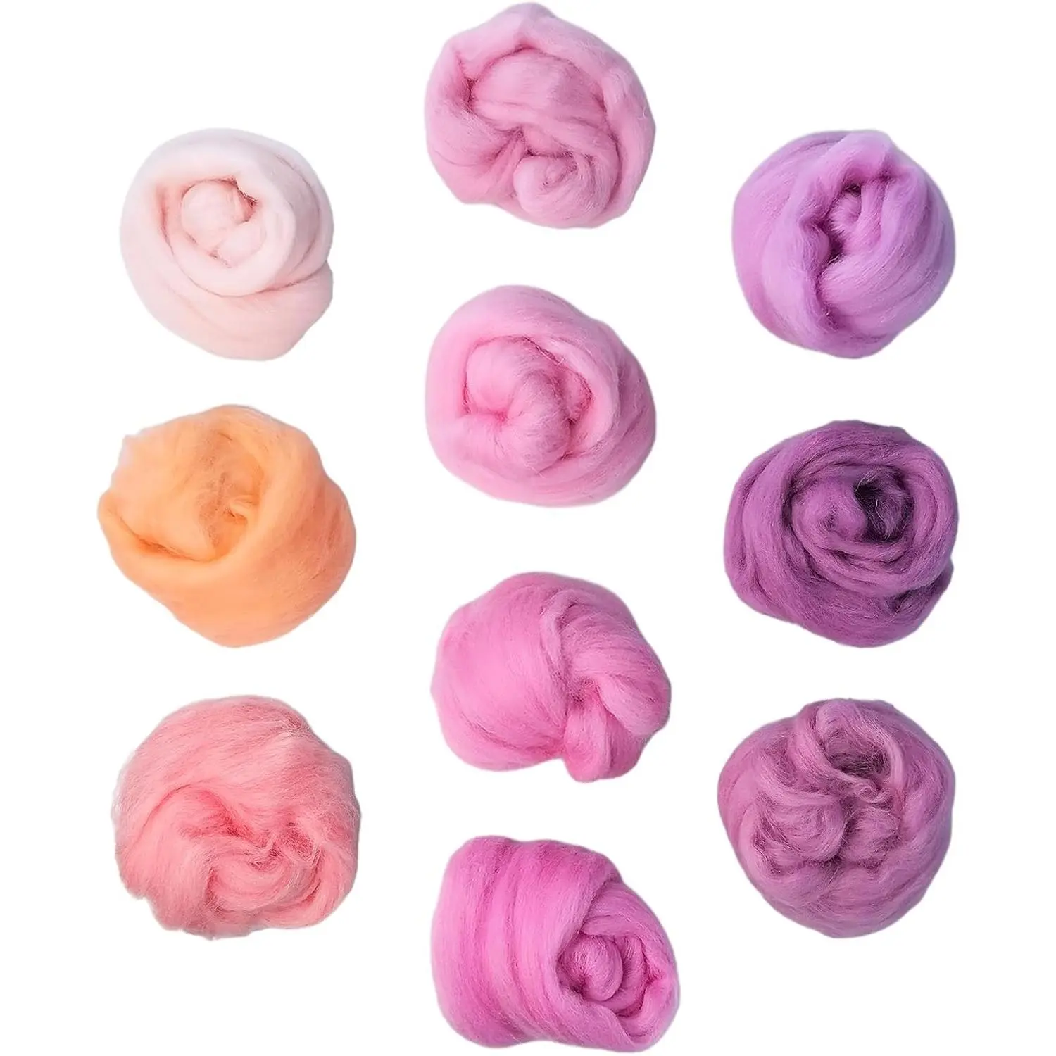 Needle Felting Wool 10 Colors 10g/Colour Wool Roving Yarn for Beginners Wet Felting Fibre Roving for DIY Craft Spinning Wall Hangings Tapestry Pink Series