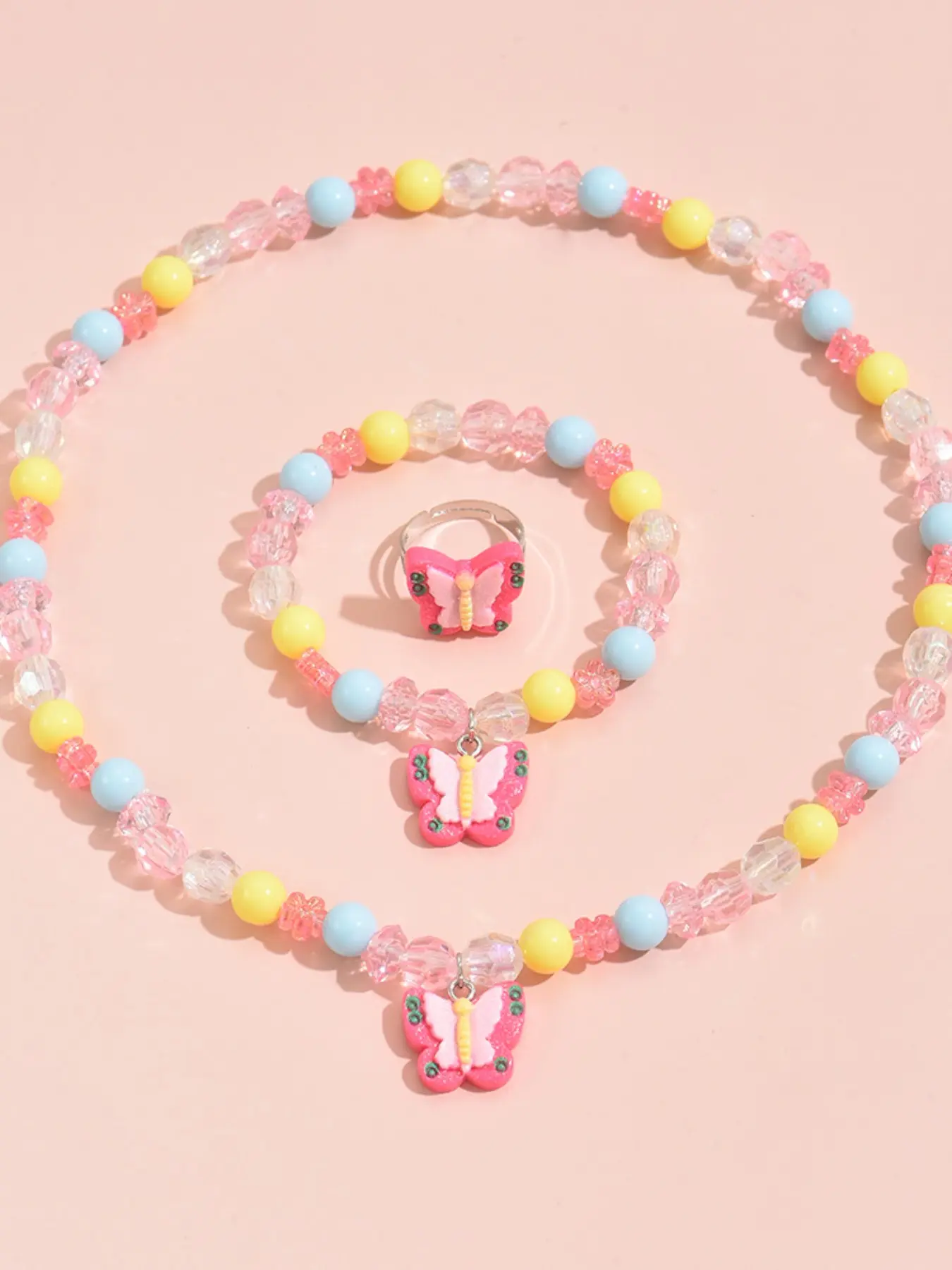 Cute Cartoon Resin Butterfly Pendant Set, Jewelry Kit, Female Bead Accessories, Latest Korean Style, Trendy Design