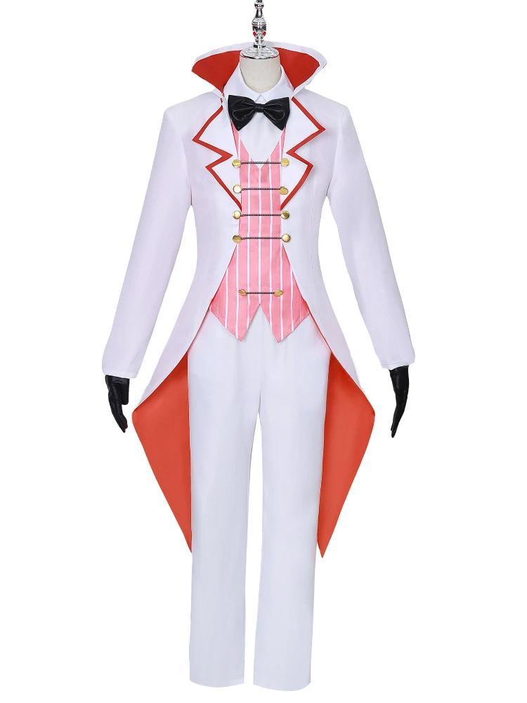 Hazbin Lucifer Cosplay Anime Hotel Morningstar Cosplay Costume Wig Daddy White Suit Devil Hell Halloween Party Adult Men Cos # 1