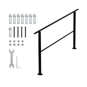 GARVEEMetal Hand Rails for Outdoor Steps - Adjustable Height Stair Railing Kit for Concrete, Porch, and Deck Steps, Designed for Seniors' Safety and Support