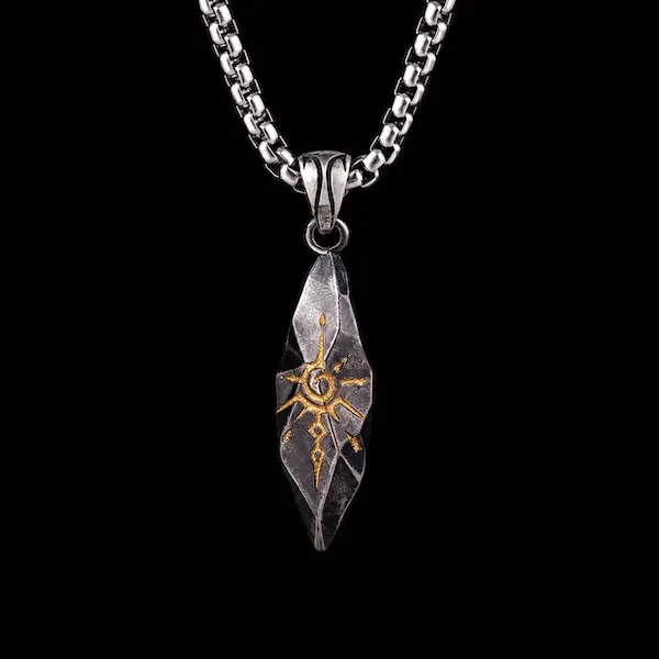 Vintage Wishing Stone Pendant Necklace for Men, Retro antique  Lucky Charm Necklace, Y2K Gothic Jewelry Gift