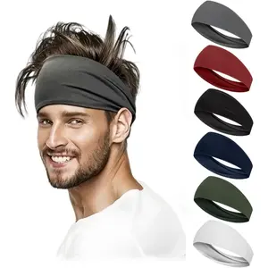 Sweat Headbands for Men,6 Pack Workout Sports Hairband for Gym, Ideal for Fitness,Running,Cycling,HikeGift.