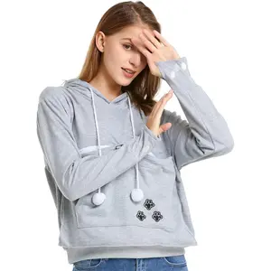 Unisex Long Sleeve Big Pouch Hoodie Pet Cat Dog Holder Carrier Sweatshirt