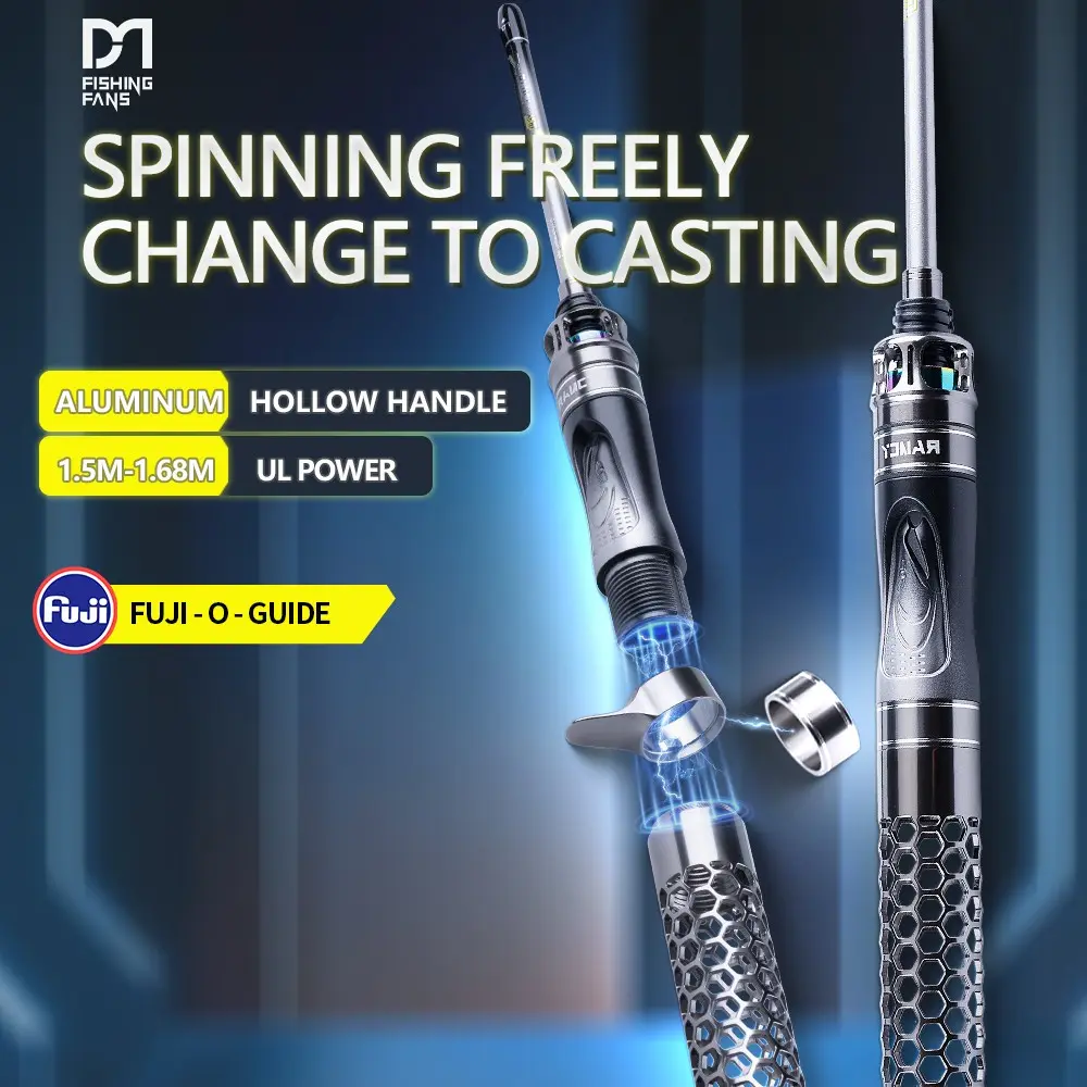 Fishingfans Rancy 3.0 Multi-Use Fishing Rod, Rotating Casting, Dual Sizes, Fuji O Rings, Portable, Metal Handle, Ultra-Light