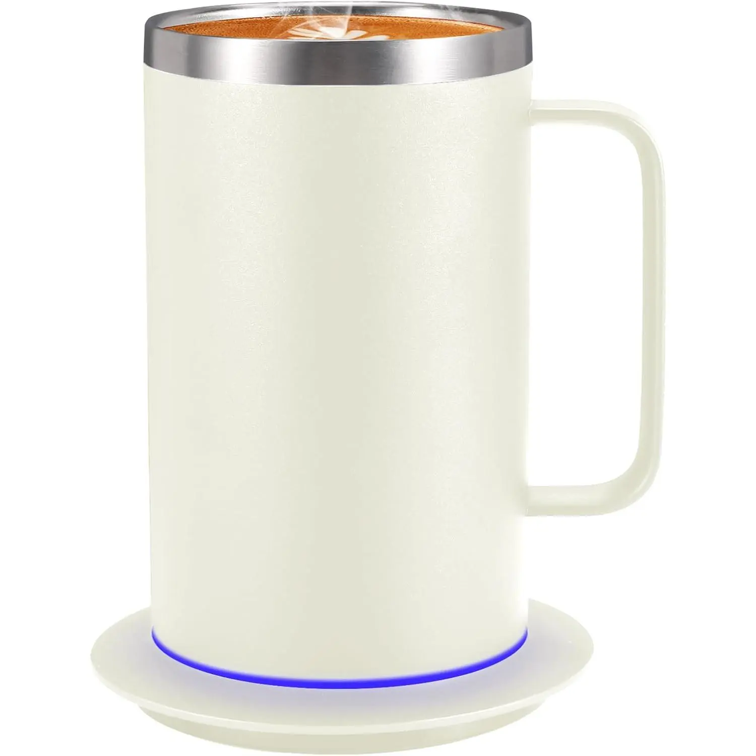 Self Heating Coffee Mug, Heated Coffee Mug with Smart Mug Warmer & Ergonomic Handle, Auto Heat to 131°F, USB-Powered Desk Warmer for Office Home Use, Ideal Coffee Lovers Gift (17oz White)
