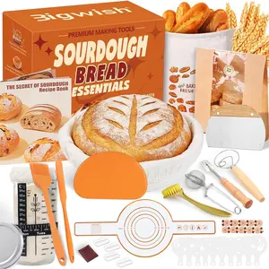Sourdough Starter Kit for Beginners - Complete Sourdough Kit with Banneton Basket, Bread Lame with , Starter Jar, Bread Stencil, Dough Scraper & Recipe Guide - Sourdough Bread Making Kit