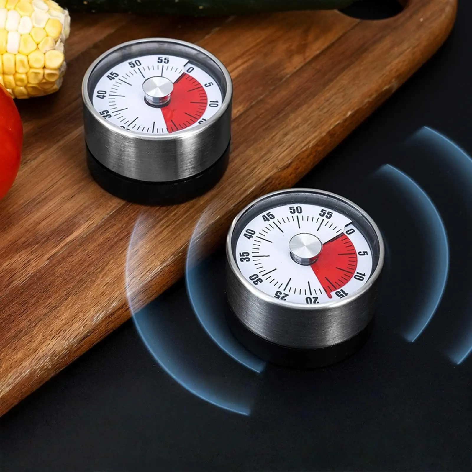 Magnetic Visible Timer 60 Minutes, 2.36 Inch Kitchen Countdown Timer, Stainless Steel Mechanical Tool, Ideal for Classroom Teaching