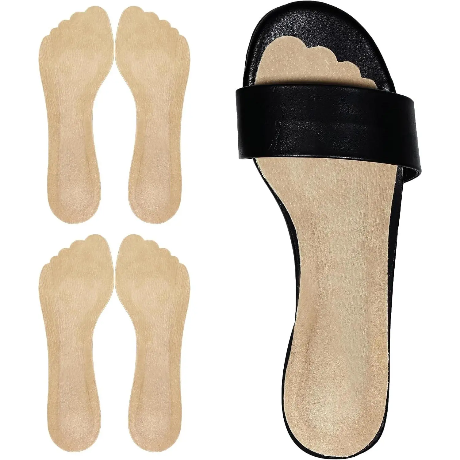 2 Pairs Pigskin High Heel Sandal Inserts for Women, Anti-Slip Sweat Cushioning Insoles for Flats Dress Shoes, Self-Adhesive Leather Inserts Relieve Blister Callus Pain, Large Size 8-12Gift