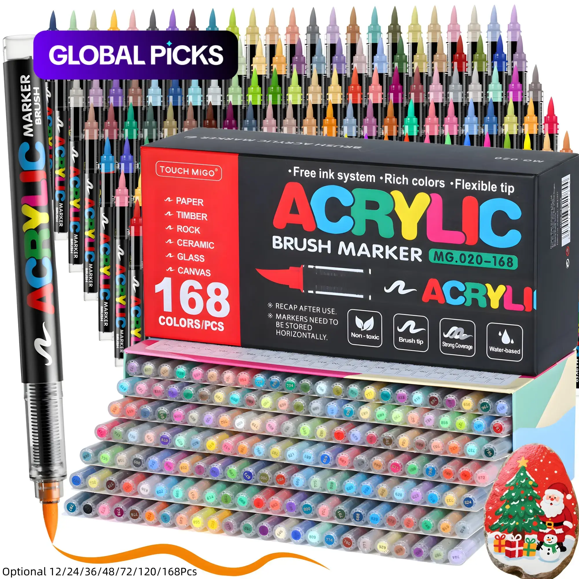 Acrylic Paint Marker Set, Soft Brush Tip Art Pens for Wood, Glass, Canvas & Ceramic, DIY Crafts, Diy Painting Supplies & Art Drawing Supplies #GLOBAL PICKS