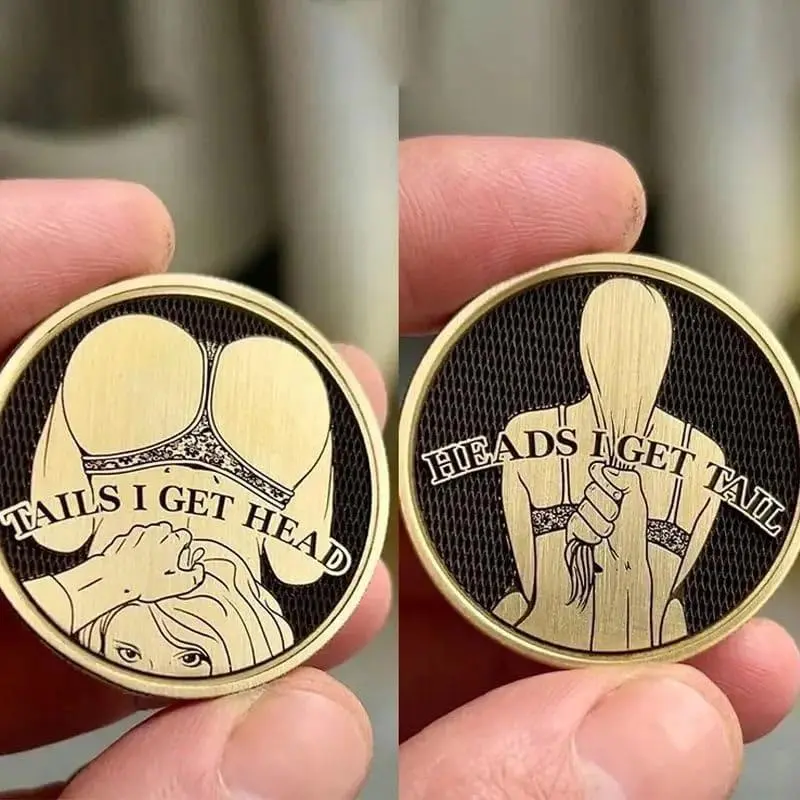 2pcs Funny Challenge Coin Heads And Tails Coins For Birthday Party Gifts Creative Valentine's Day Christmas Gifts