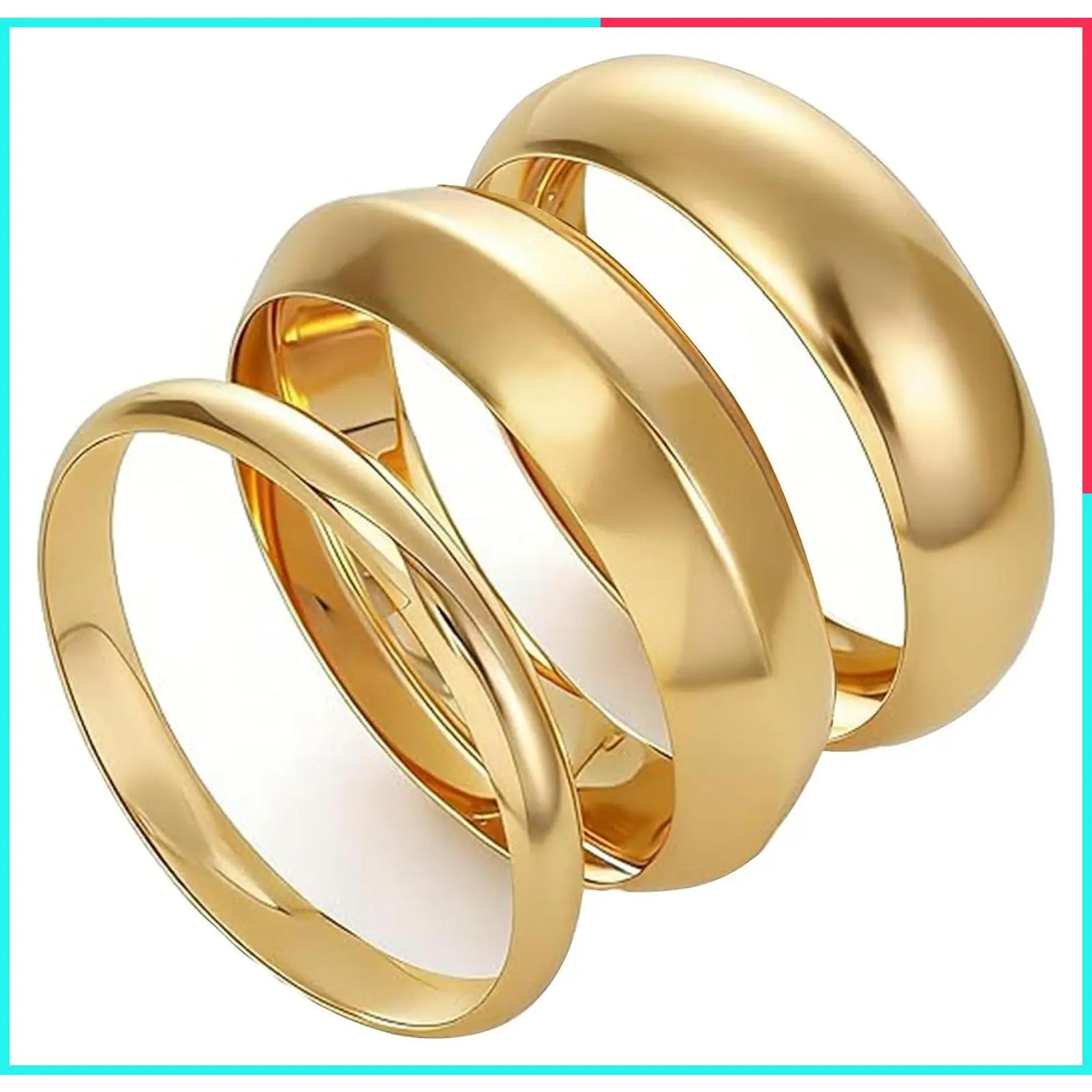 3PCS Chunky Gold Bangle Bracelets for Women, Trendy Wide Cuff Stackable Statement Jewelry Gift