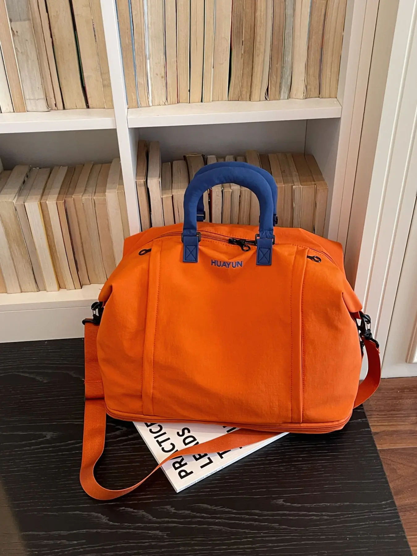 Colorblock Duffel/weekender Bag, Soft Nylon Material, Waterproof Quick-Dry, Large Capacity, Detachable Shoulder Strap, Women's Travel Bag