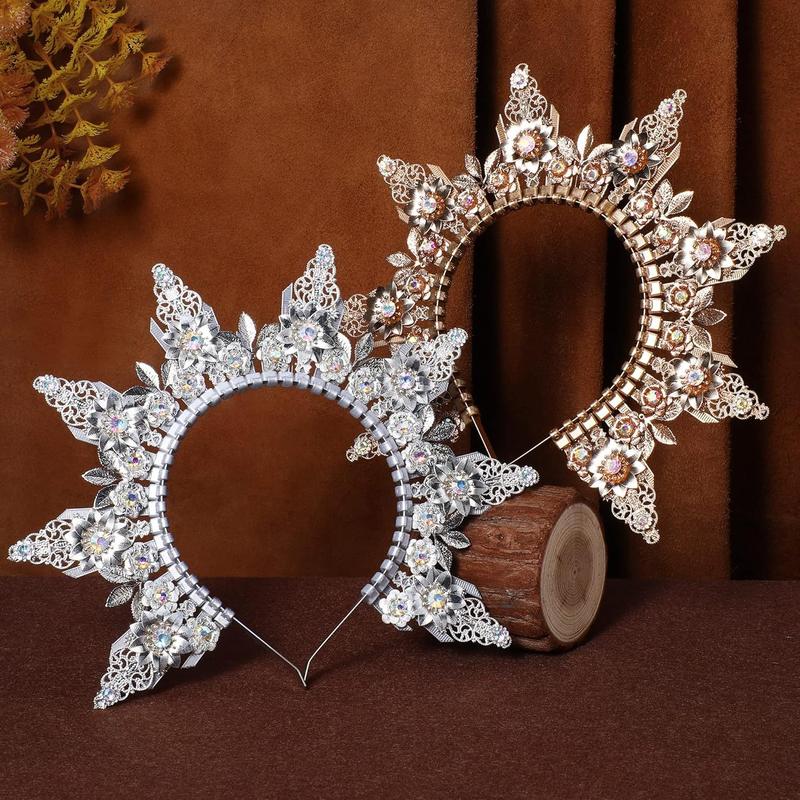 Halo Crown Headpiece Goddes - Spiked Headband Queen Crowns Women Headdress Wedding Birthday Party Renaissance Costume
