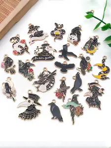 20pcs Mixed Fashion Enamel Gothic Style Black Crow Bird Charm Snake Pendant for DIY Women Bracelet Necklace Earrings Jewelry Making Craft Supplies Accessories