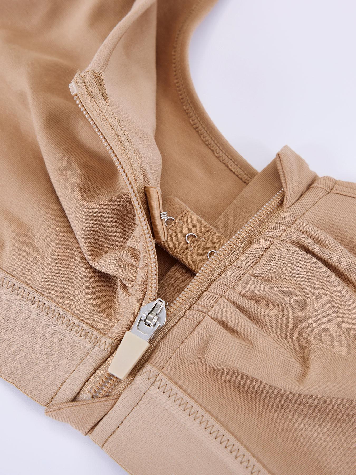 Women's Full Coverage Wireless Bra, High Elasticity Cup, Adjustable Wide Straps, Front Zipper Design, Casual Daily Wear