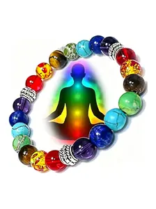 Seven Chakra Healing Crystal Bracelet, Natural Stone Energy Jewelry, Anxiety Relief Spiritual Accessory, Yoga Meditation Tool, Tiktok Trendy Gift
