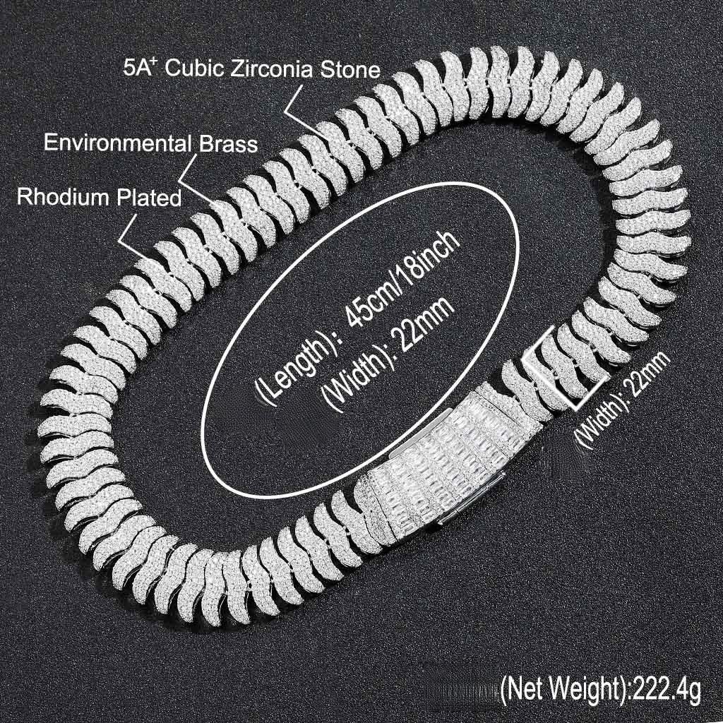 [ICE HUE]18K Gold Vacuum Plated Copper with 5A+ Sri Lanka Zircon Centipede Necklace Miami Italy Mexico & Micro Inspired for Women & Men Luxury Jewelry,Daily Wear,Casual Fashion,Gift Idea,Chicano,Classic,Hip Hop,Simple,Sporty Style