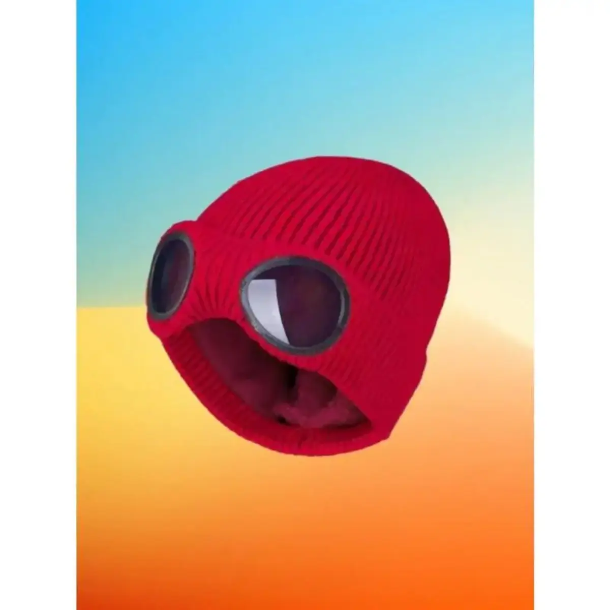 Goggle Lens Knit Beanies for Men & Women, Soft Cuffed Skull Cap, Thermal Winter Hat for Skiing & Outdoor Travel