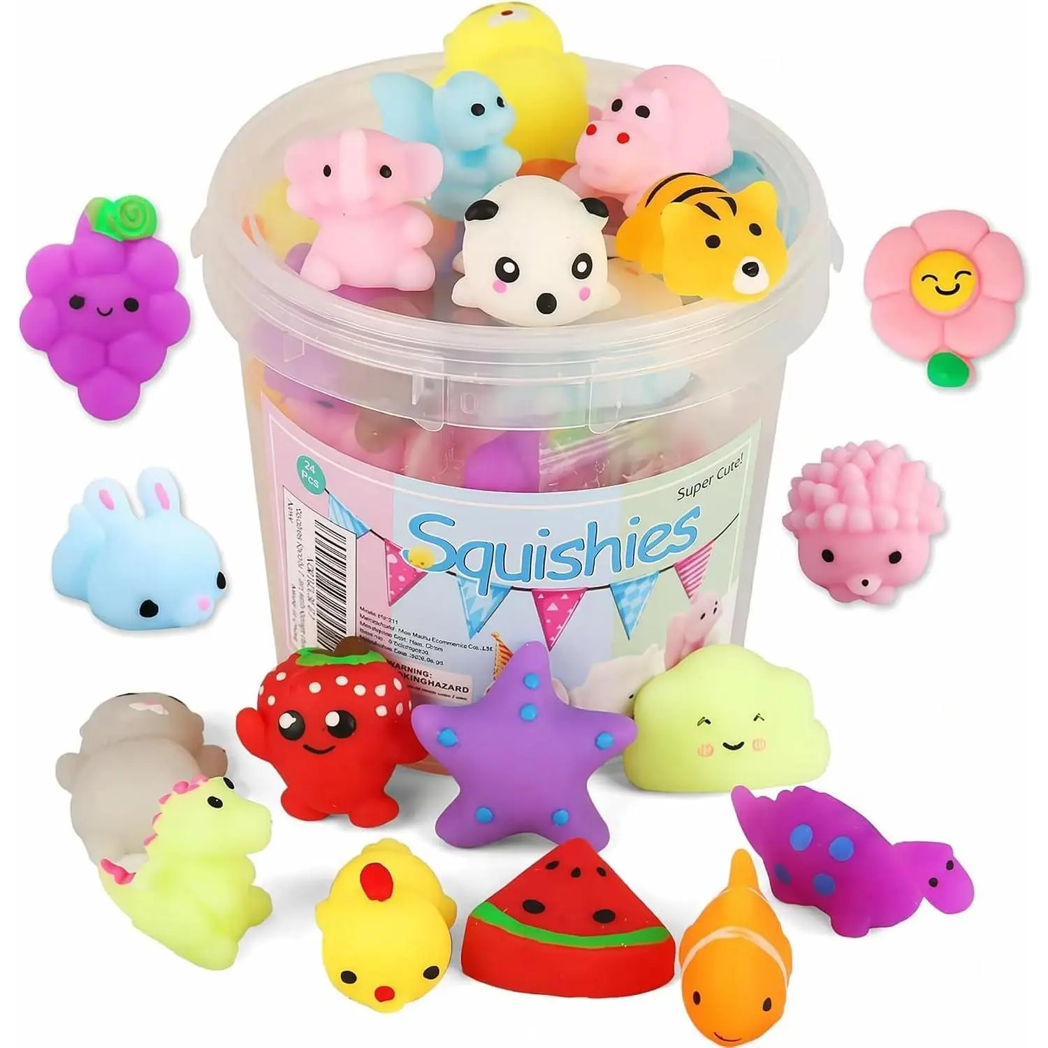Cute Mochi Squishy Toys with Storage Box, Mini Kawaii Squeeze Fidget Toys, Soft Stress Relief Sensory Toys for Kids Party Favors & Easter Basket Fillers