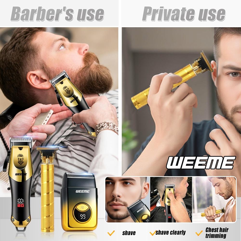 Weeme  1 pc/4 Pieces Men's Professional Electric Shaver Set, Multifunctional Hair Shaver, USB Rechargeable, T-Head Trimmer, Razor, Nose Hair Clipper, Holiday Gift.
