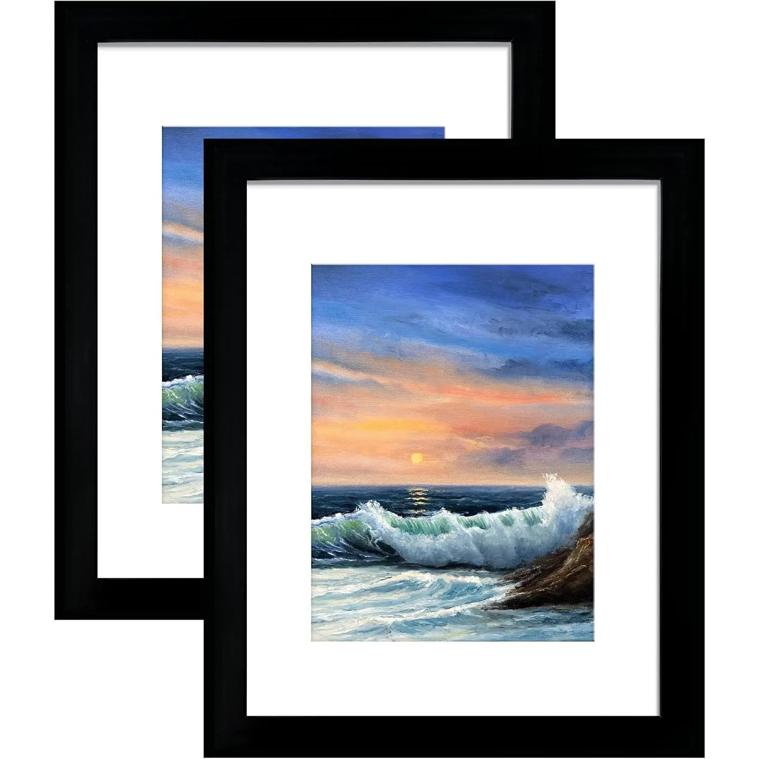 16x20 Frames, Picture Frames for Wall, Display Pictures 11x14 with Mat or 16x20 without Mat, Set of 2, Black