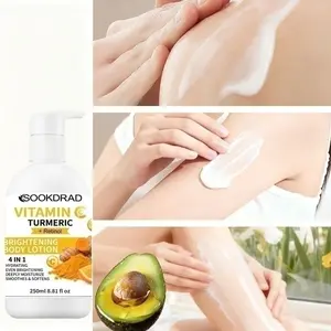 Four-In-One Brightening Body Lotion, Vitamin C, Turmeric, Retinol, Deep Hydration, Even Skin Tone, 250ML, Daily Home Care for Dry Skin