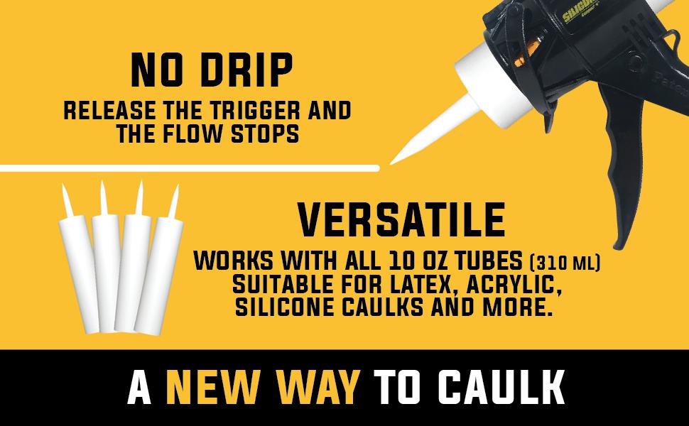 Gen-3 Compact Caulking Gun - No Drip Caulk Gun - Patented Design - Lightweight ABS Frame - Works with All 10 oz Tubes