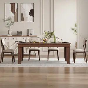Large Farmhouse Dining Table for 6-8 People – 71" Long Rectangular Plain Sturdy Wooden Frame Non-Extendable Dinner Room, Kitchen (not include chairs) coffee tables
