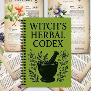 Witch's Herbal Codex Notebook, Magical Herb Encyclopedia Journal, Perfect for Witchcraft Enthusiasts, Unique Design for Spellcasting Lovers