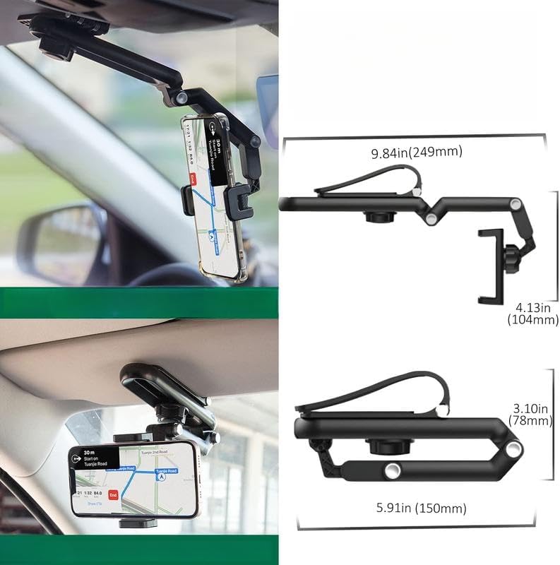 New 1080 °   Multi-Function Sun Visor Universal 360 Degree Rotating Phone Holder Suitable for Any Scene Car Holder - Rotatable and Retractable