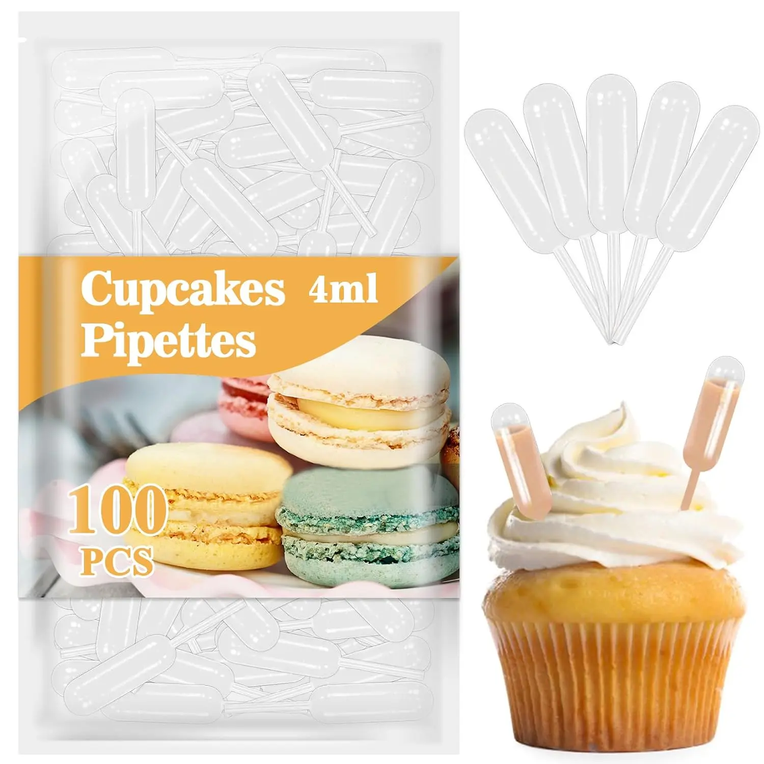50 Plastic  Droppers for Cupcakes - 4ml Disposable Pipettes
