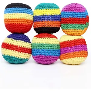 Hacky Sacks 6-Pack Handmade Cotton Footbags, Durable Yarn Fashion Accessory Sets for Beginners