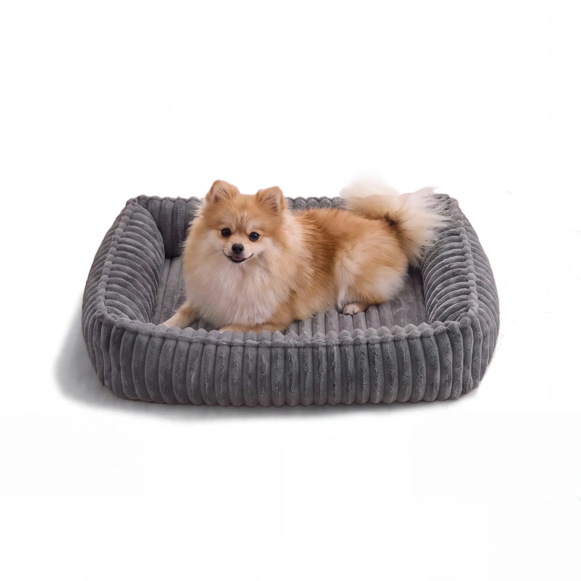 Soft Striped Rectangle Dog Bed for Small & Medium Dogs – PP Cotton Filled, Anti-Slip Bottom, Cozy Indoor Pet Sleeping Bed