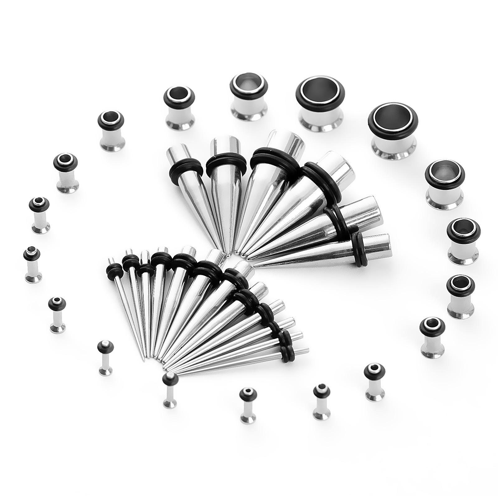 316L Stainless Steel Ear Stretching Kit, 14G-00G Ear Gauges Tapers Set with Ear Tunnels O-Rings, Hypoallergenic Ear Stretching Jewelry for Women Men