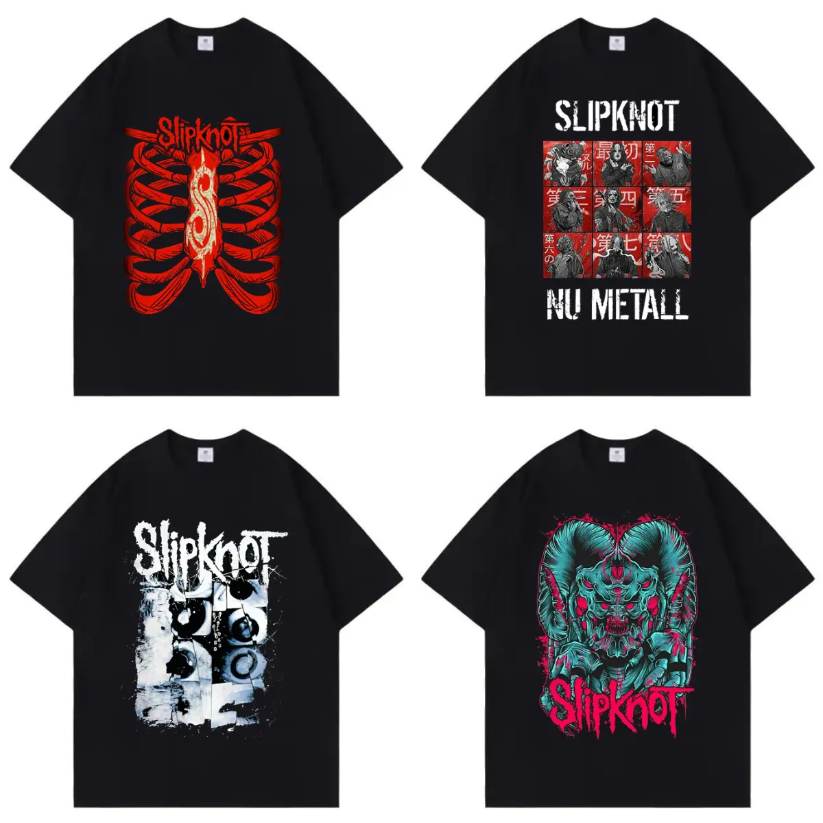 Casual Cool Slipknot Horror Graphic Pure Cotton Tshirt,Unisex Fashion Gothic Tops,Oversized Streetwear Tshirt,Vacation Outfit,Best Holiday Gift for Band Fans Halloween