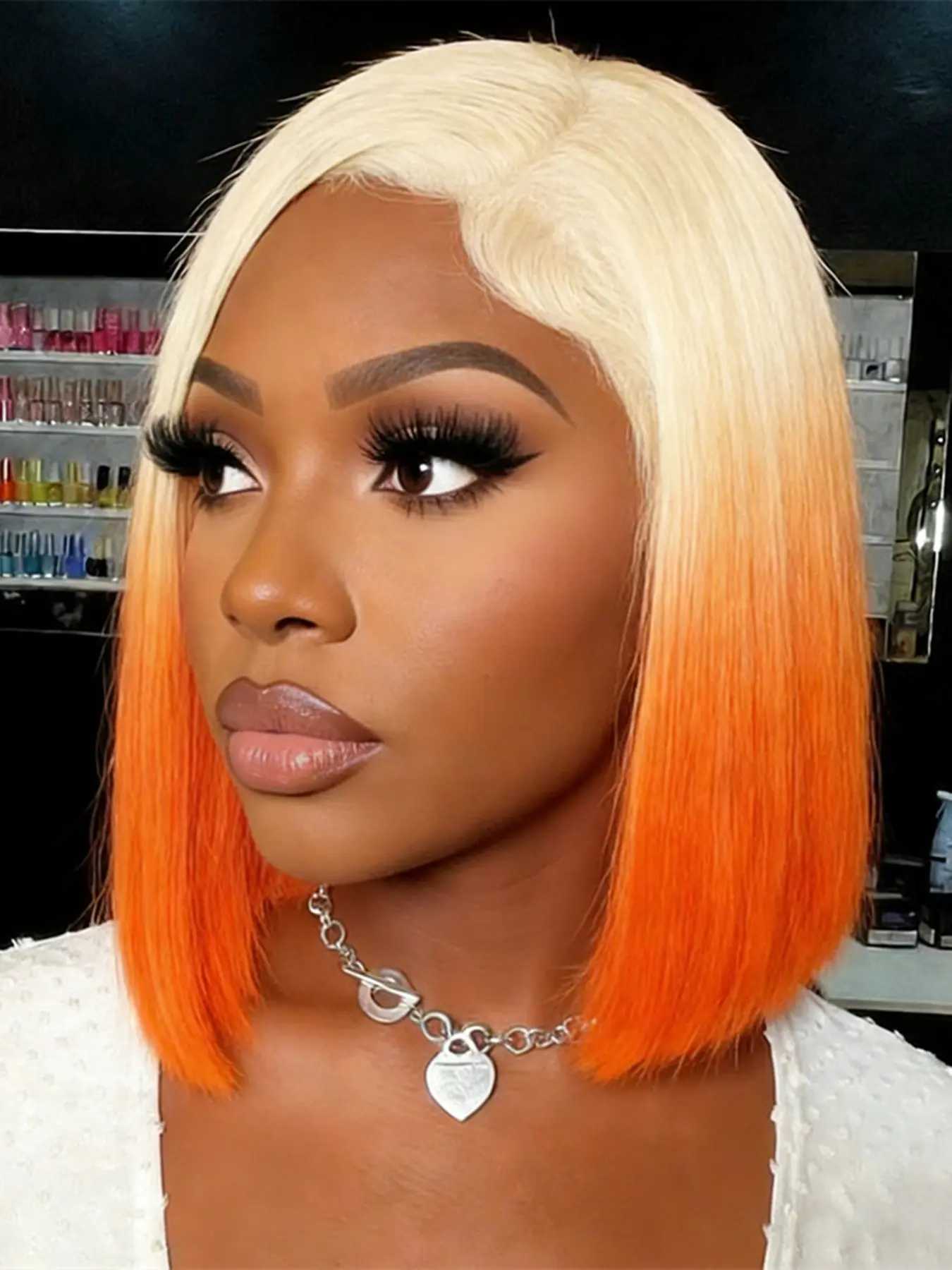 613/350 blonde/orange ginger color for women 13X4 frontal lace bob cut human hair wig short straight human hair wig bob human hair wig daily party use