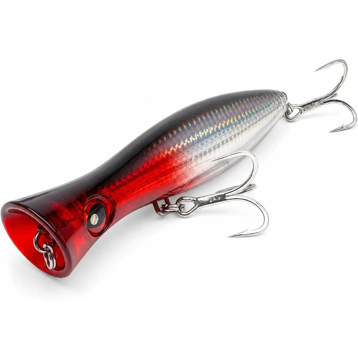 6.2 Inch 2.73 oz Saltwater Topwater Popper Fishing Lures with 3/0 4X Strengthened BKK Treble Hooks, Through-Wire for Strength & Durability, Target GT, Tuna, Sea Bass, Marlin